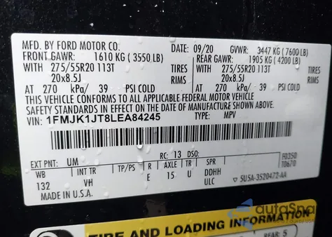 2020 Ford Expedition Xlt Max from USA, damaged, VIN 1FMJK1JT8LEA84245